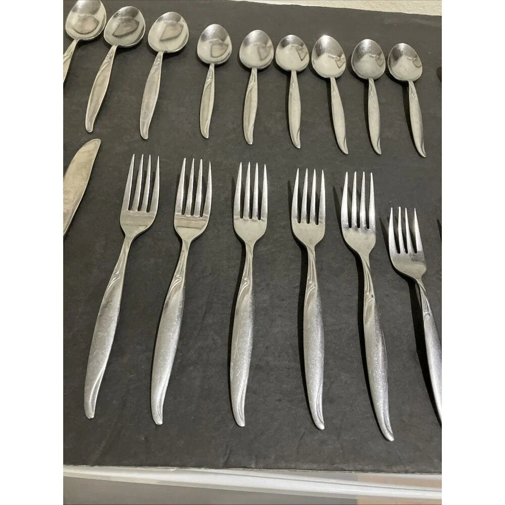 Vintage Flatware Utensils Seneca Stainless Present Hong Kong 22 Pc